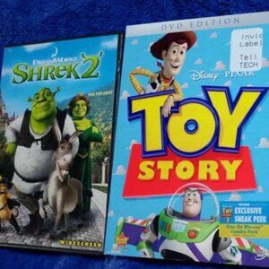 5 !!Kid DVDs Toy Story Cars Shrek